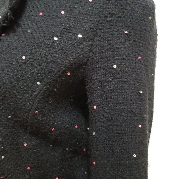Silkland blazer Small sequin bling eyelash trim knit tweed jacket three buttons - Picture 11 of 13